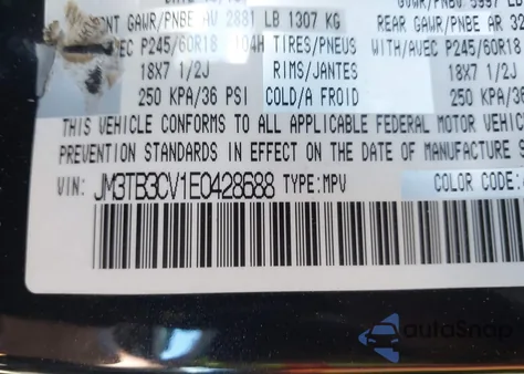 2014 Mazda Cx-9 Touring z USA, uszkodzony, nr VIN JM3TB3CV1E0428688